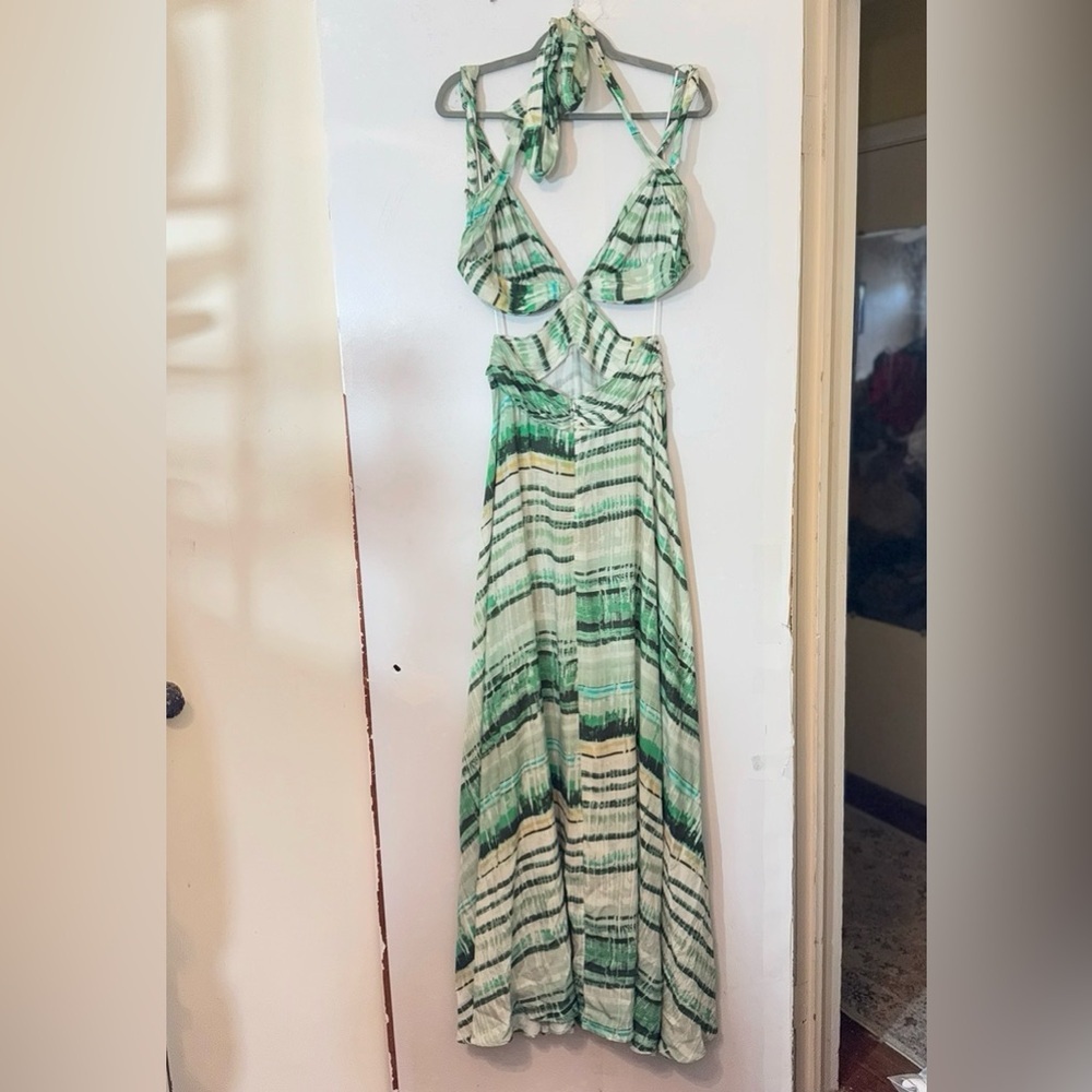 New 12th Tribe Mint Green and White Abstract Print Maxi Dress - Picture 10 of 16